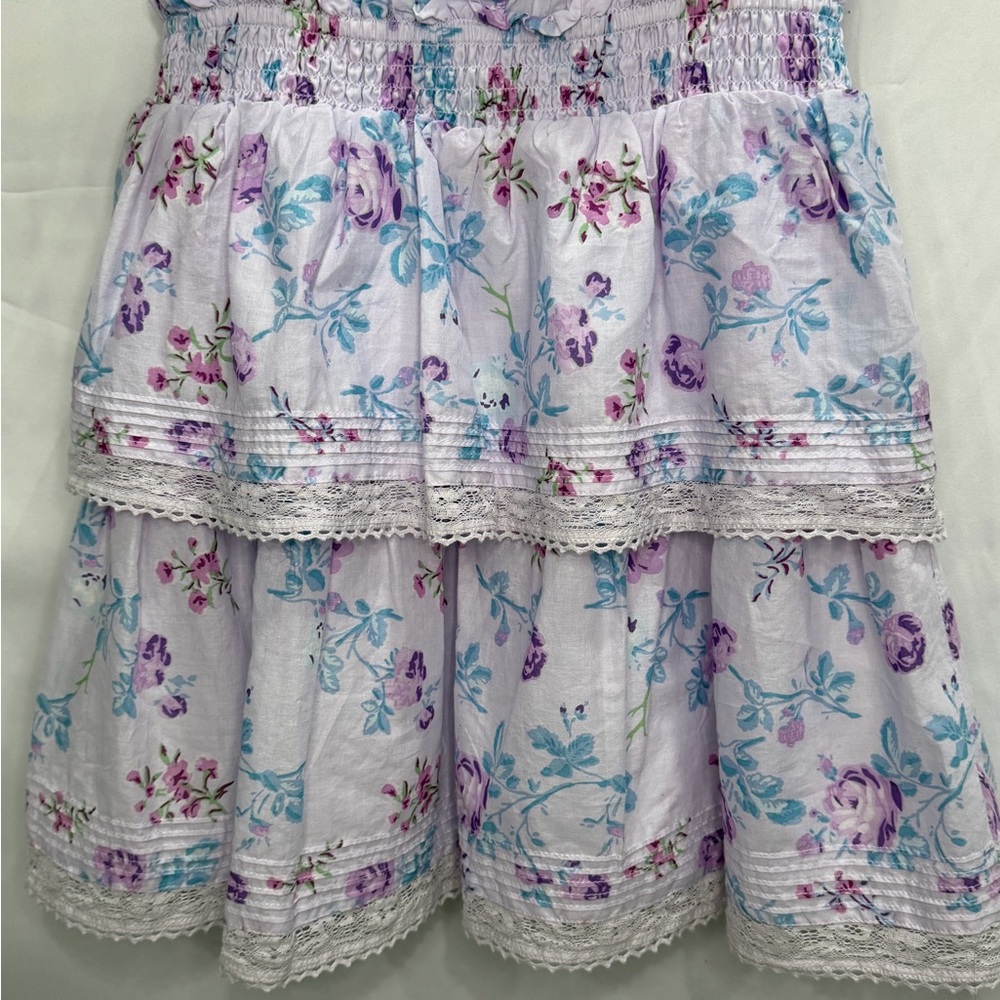 LoveShackFancy for Target Lavender and Blue Floral Ruffle Dress size XS - Picture 3 of 10